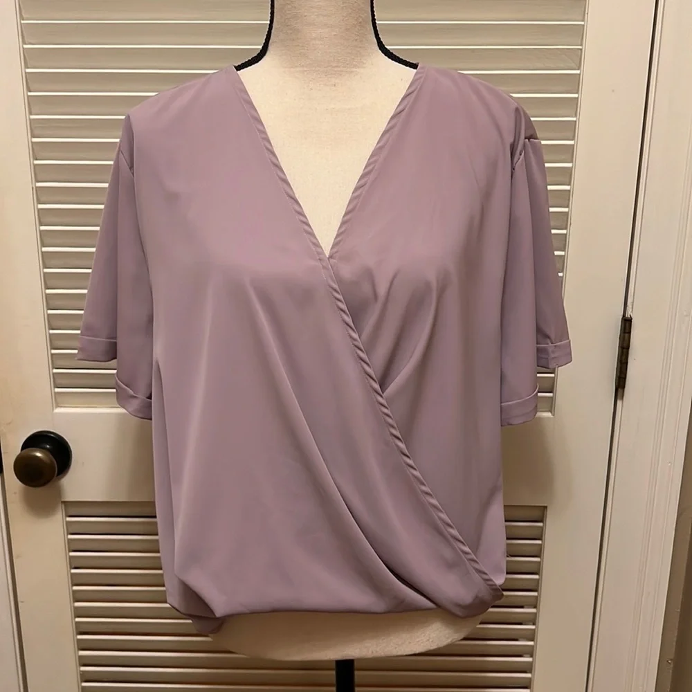 129. Lilac Top - Oversized, Wrap Front, Twist Front